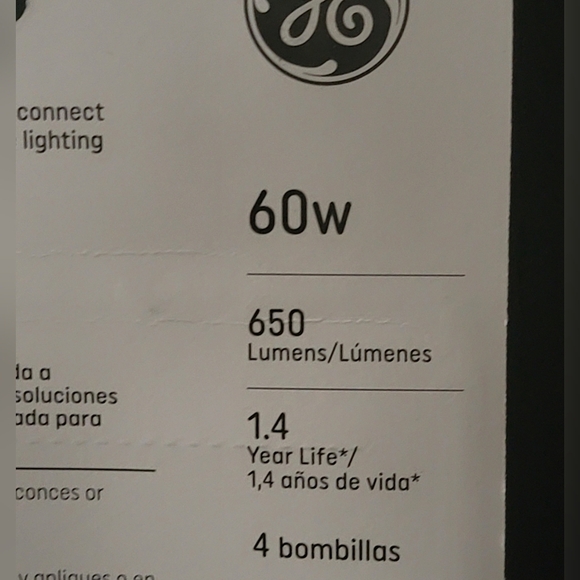 GE Crystal Clear  60w 650 lumen ca type bulbs 4pk - Picture 2 of 7